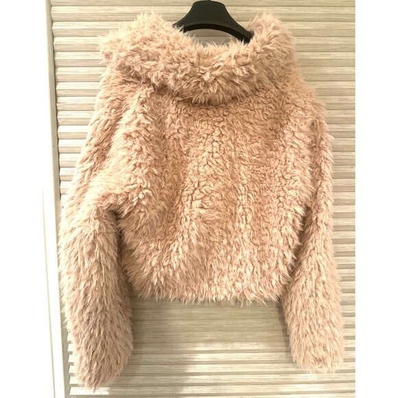 MaxMara Bardot Womens Faux Fur Cropped Jacket Size S - Picture 2 of 3